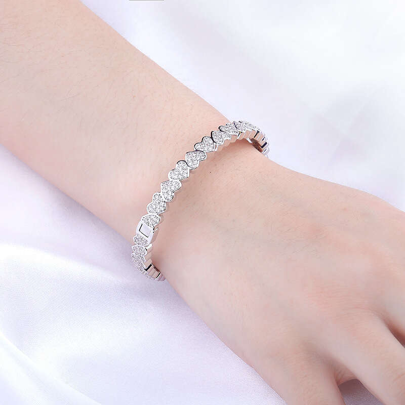 INS Women's Heart Full Dia Bracelet New Fashion Simple Hip-hop Trendy Versatile Style
