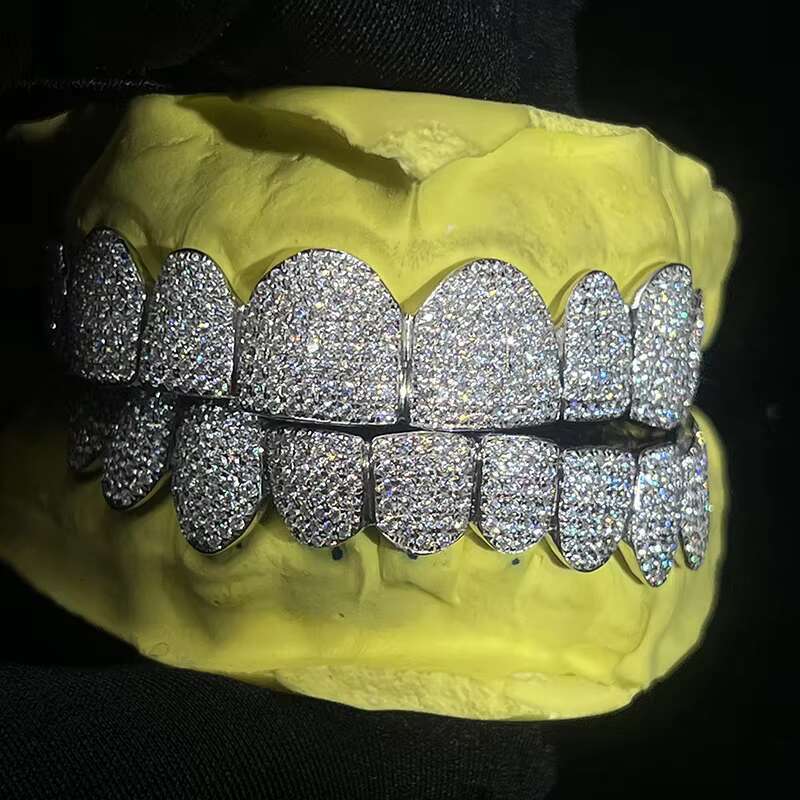 Custom 10K 14K 18K Gold 925 Silver Grillz Iced Out VVS Moissanite Diamond Grillz Teeth