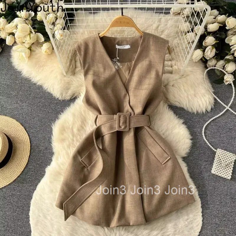 Korean Women Clothing Two Piece Sets Knitted Turtleneck Cropped Pullovers Slim Waist Mini Dress Outfits Chic Casual Suit 7n232