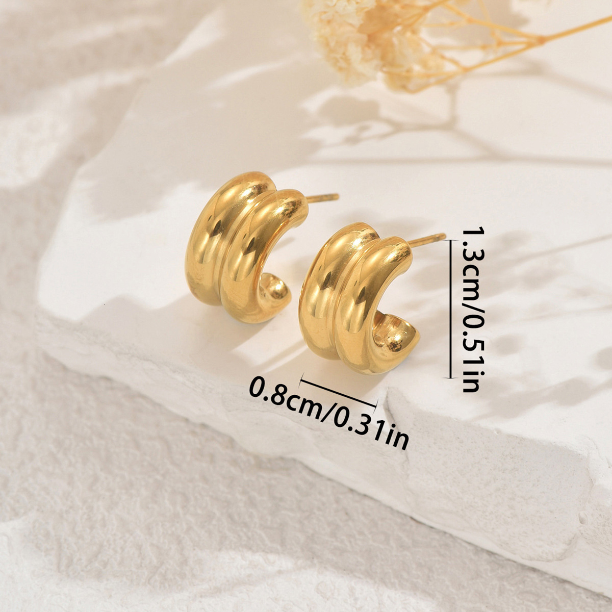 Women's C-Shaped Light High-End Glossy Design Stud Versatile Earrings For Women
