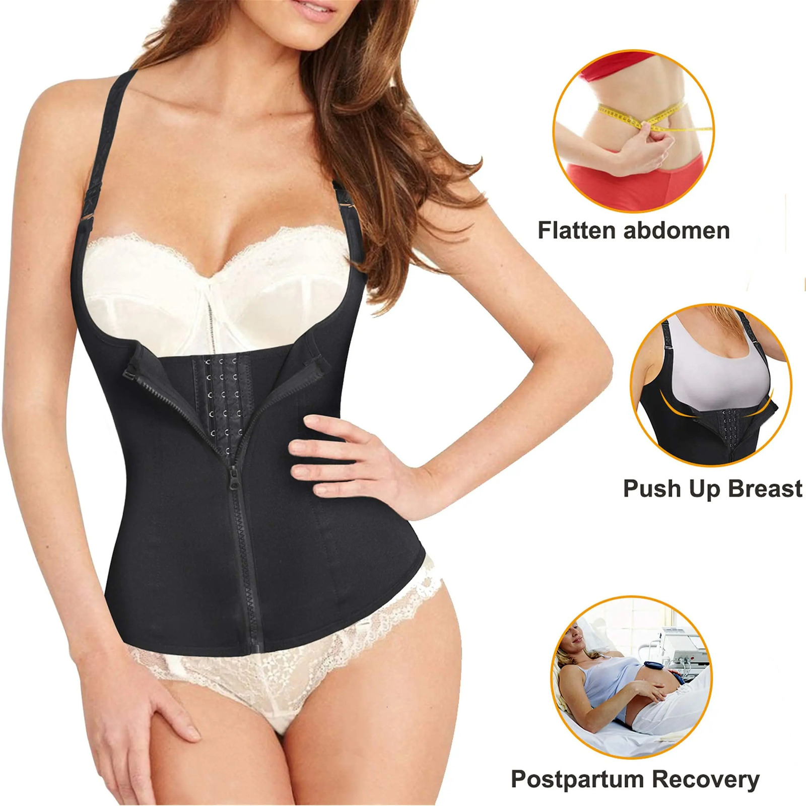 Corsets for Women Waist Trainer Zipper Vest Sports Girdle Tummy Control Body Shaper Cincher Workout Tank Top Loss Weigth Slim 250617