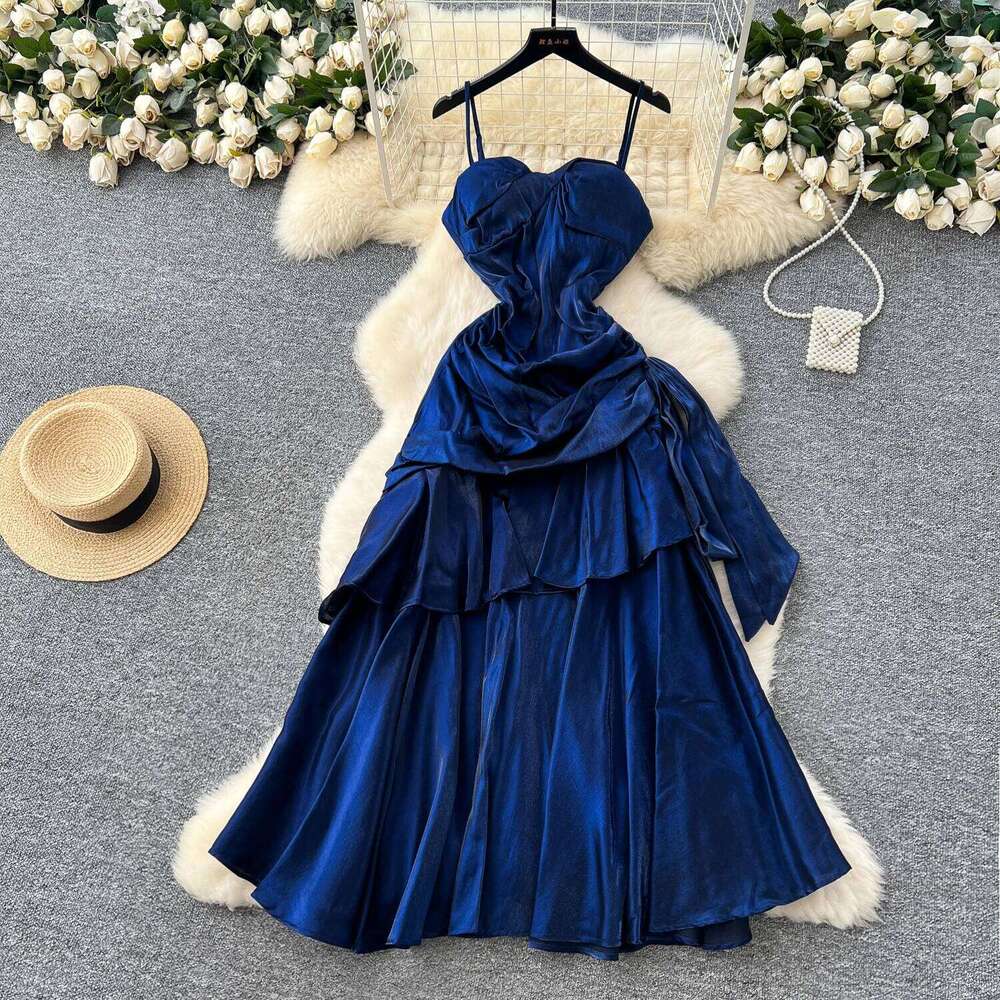 Chic Sexy Pleated Fairy Casual A-Line Ceremony Dresses Vestido Summer Beach Vacation Women Boho Sundress