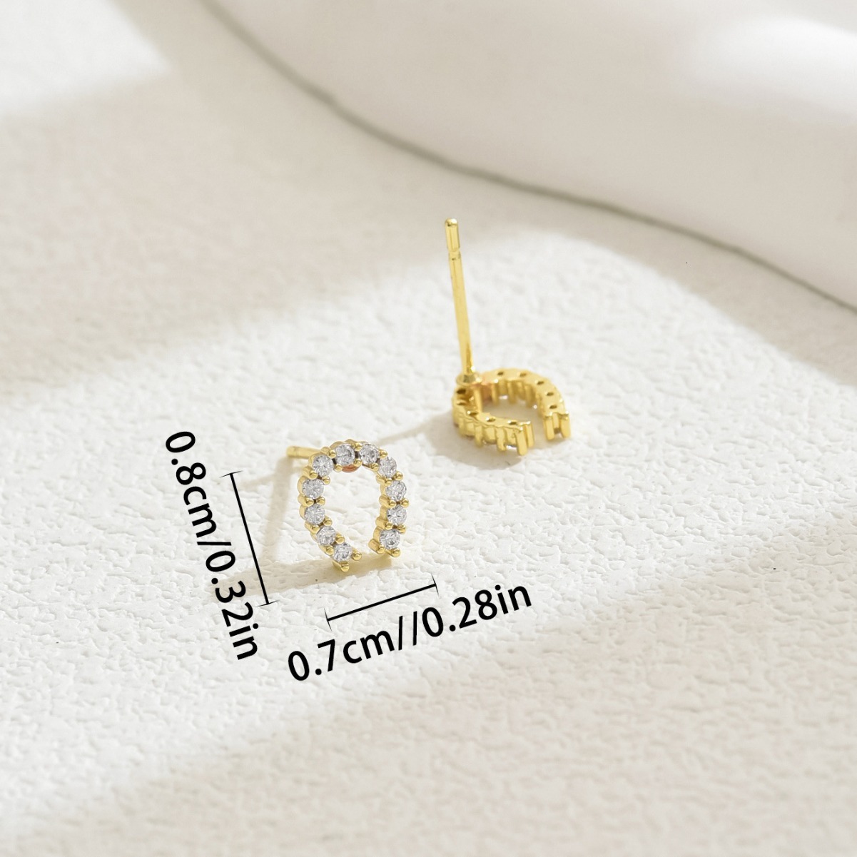 Simple Korean Women's Clege Style Personality U-Shaped Horseshoe Design Inlaid Zircon Studs High-End Earrings