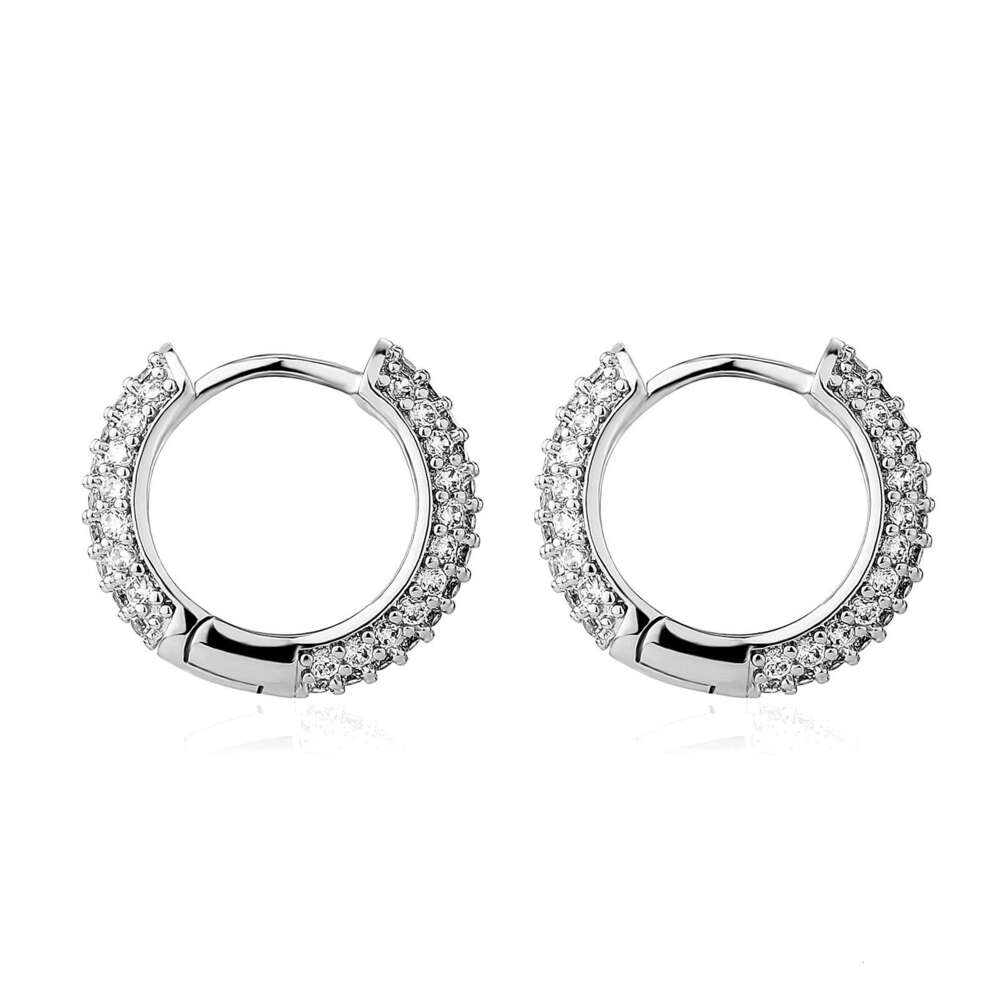Trendy Hip-Hop Four-Row Full Dia Ear Cuffs High-End Simple Earrings Unisex Fashion Accessories
