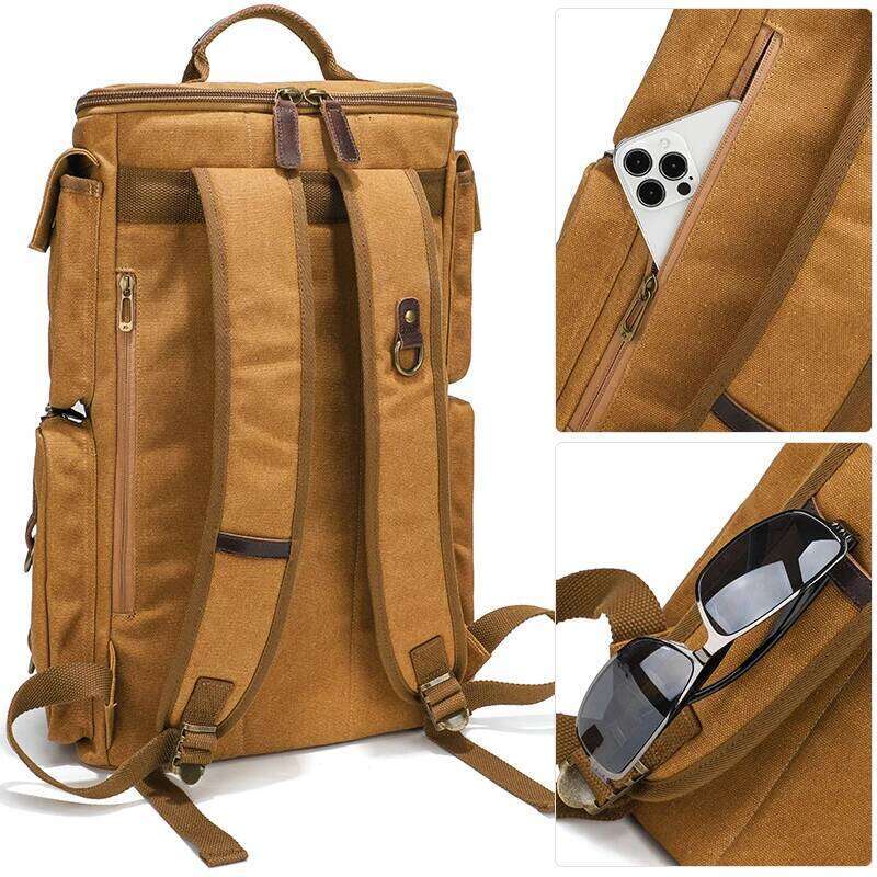 Men's Vintage Waxed Canvas Waterproof Large Capacity Carry-On Travel Backpack 16 inch Laptop Bag for Men Women