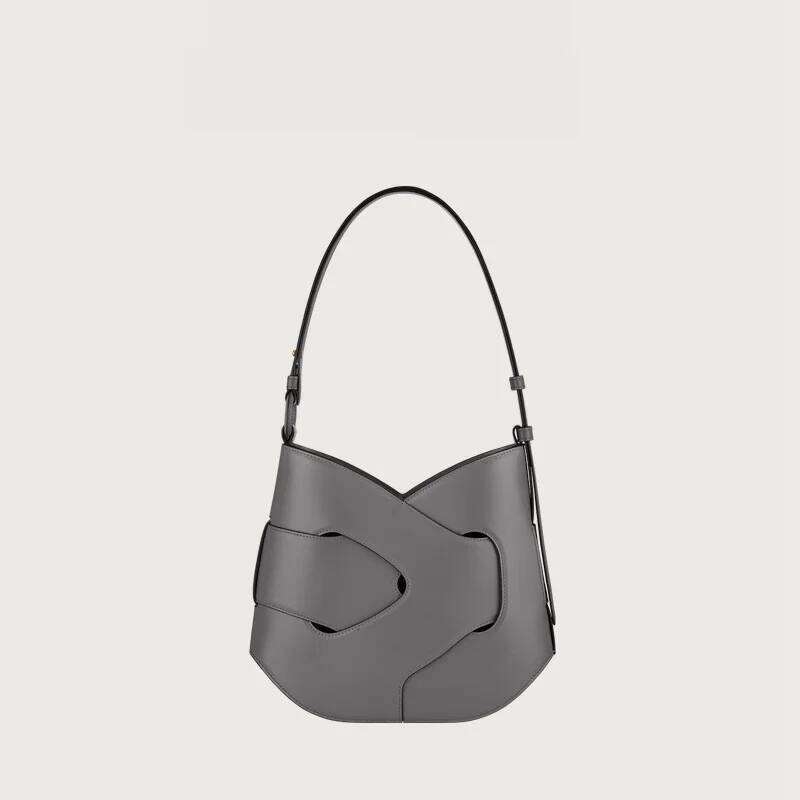 Popular Underarm Women's Cloud Bag, Pleated Design, Soft Leather Single Shoulder Handbag, Light , Niche