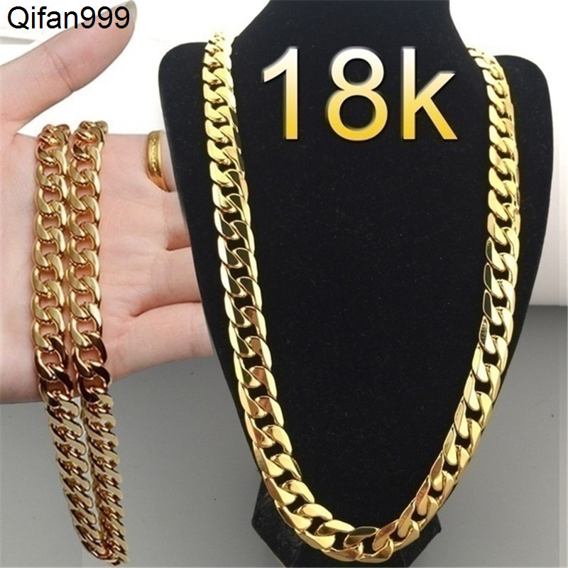 Miami Punk 6MM Chunky Curb Chain Buckle Figaro Cadenas Oro Necklace for Men 18K Gold Plated Alloy Cuban Chain Necklace