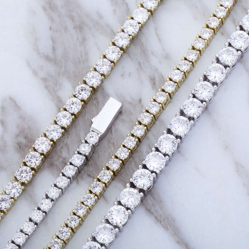 National Trend Jewelry Spring Clasp Color-Retaining Plated Tennis Chain INS Rap Street Style Trendy Zircon Necklace