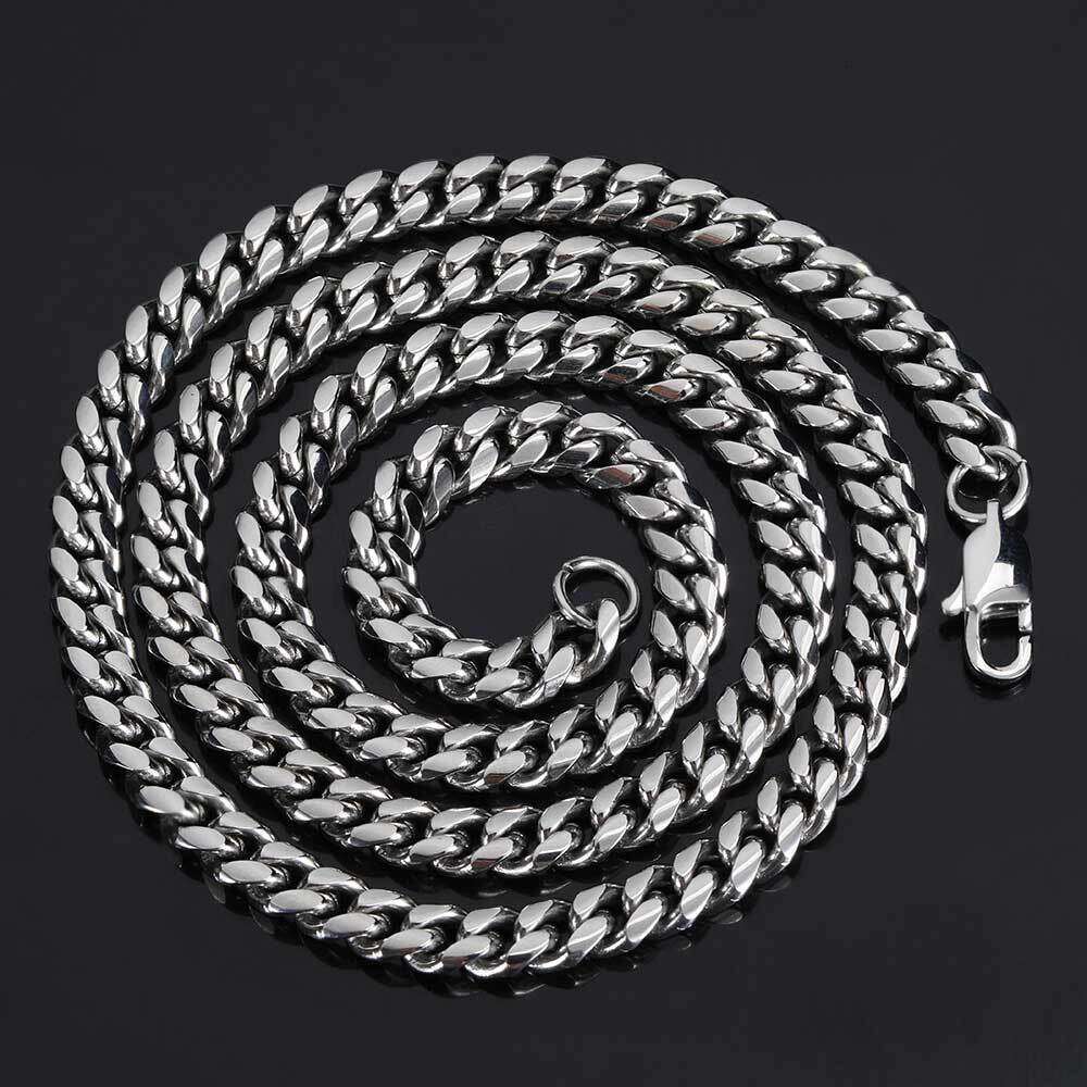 Hip Hop Stainless Titanium Steel Jewelry Encrypted D-Shaped Buckle Cuban Chain Gold Men's Necklace ca96