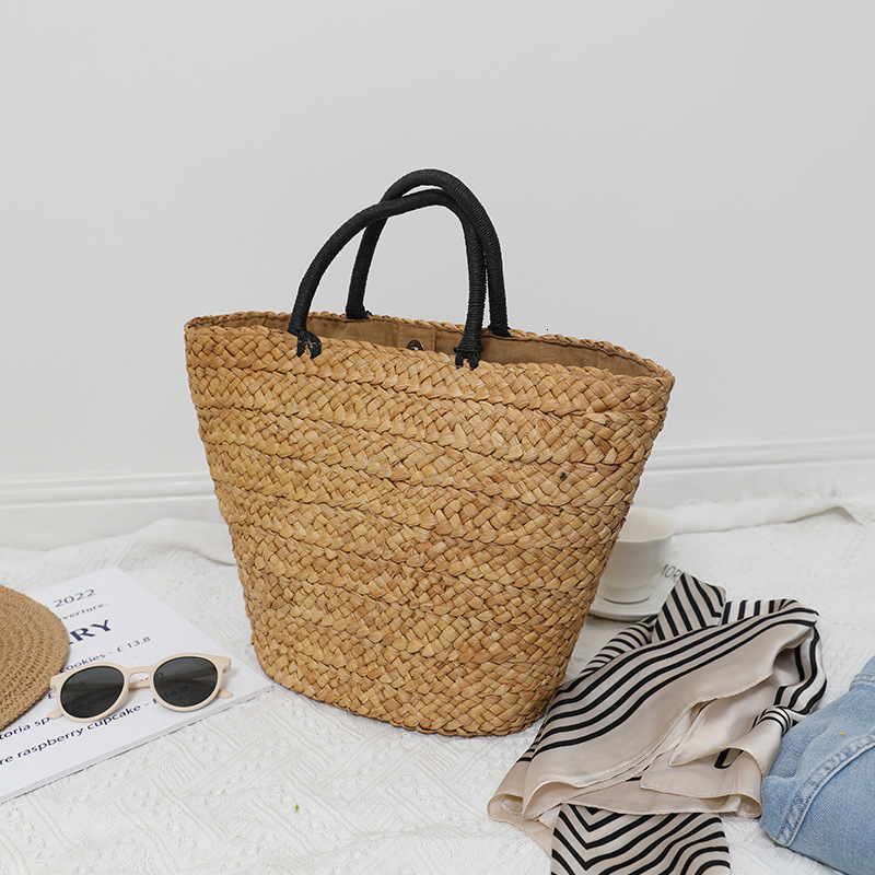 Free Shipping Korean Luxury Woven Bag INS Large Capacity Simple Handheld Natural Grass Woven Bag Women's Designer Vacation Beach Bag