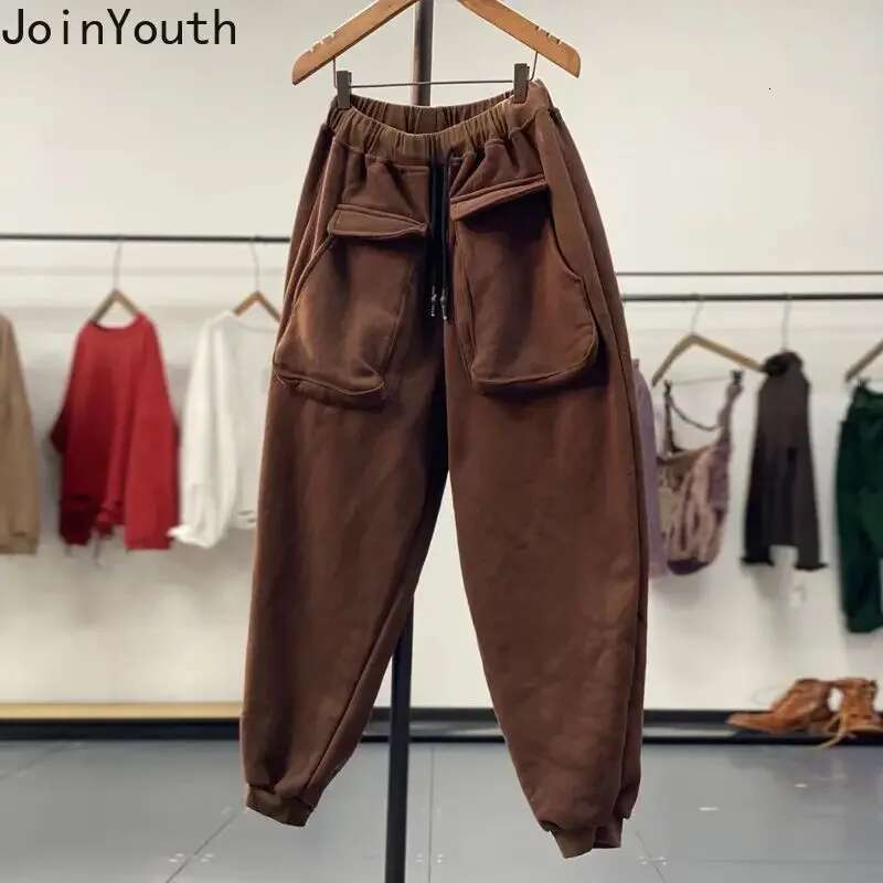Harajuku Joggers Fashion Korean Y2k Cargo Pants for Women Pantalon Femme Thick Trousers Streetwear Casual Pockets Sweatpants