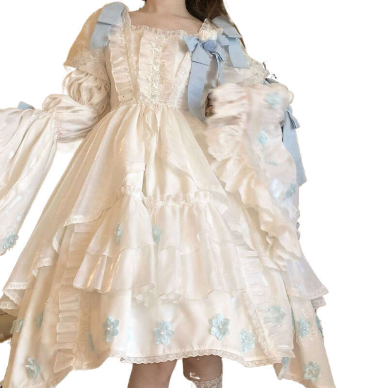 White Skirt Maxi Skirt White Super Abundant Winter Tinglan Flower Long Sleeve Lolita Dress With Full Sleeves And Cape Long Skirt