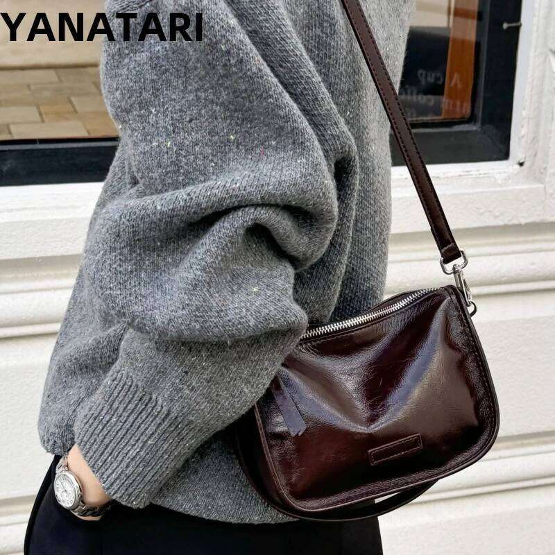 Vintage messenger cowhide Brown leather Soft Leather Large Capacity minimalist Crossbody women female bag