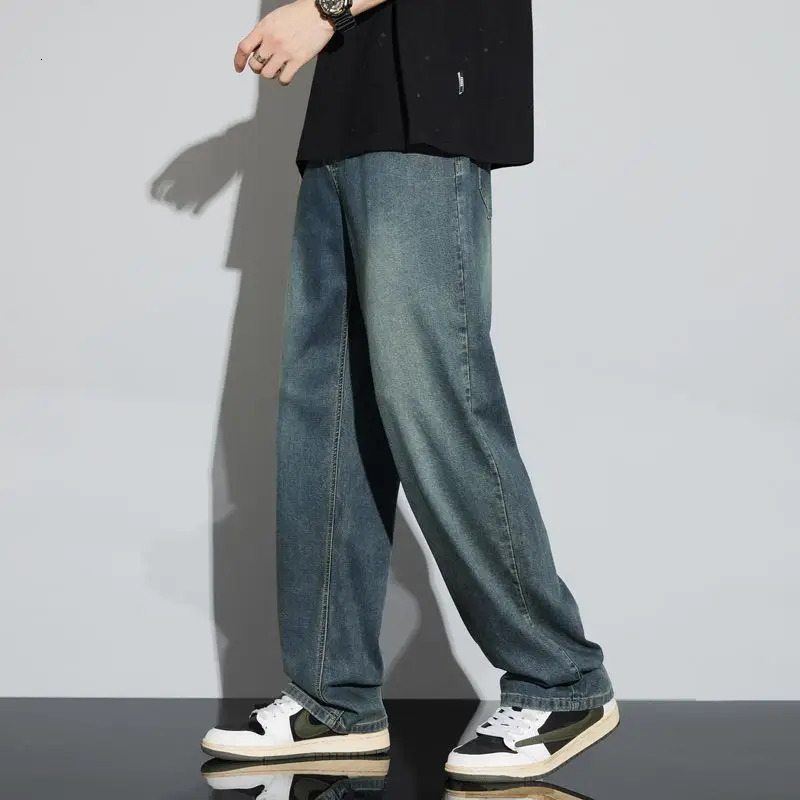 Loose Fit Mens Jeans Ice Silk Fabric Comfortable Breathable Durable Stretch Pants jeans wide Baggy jeans Denim Pants 250617