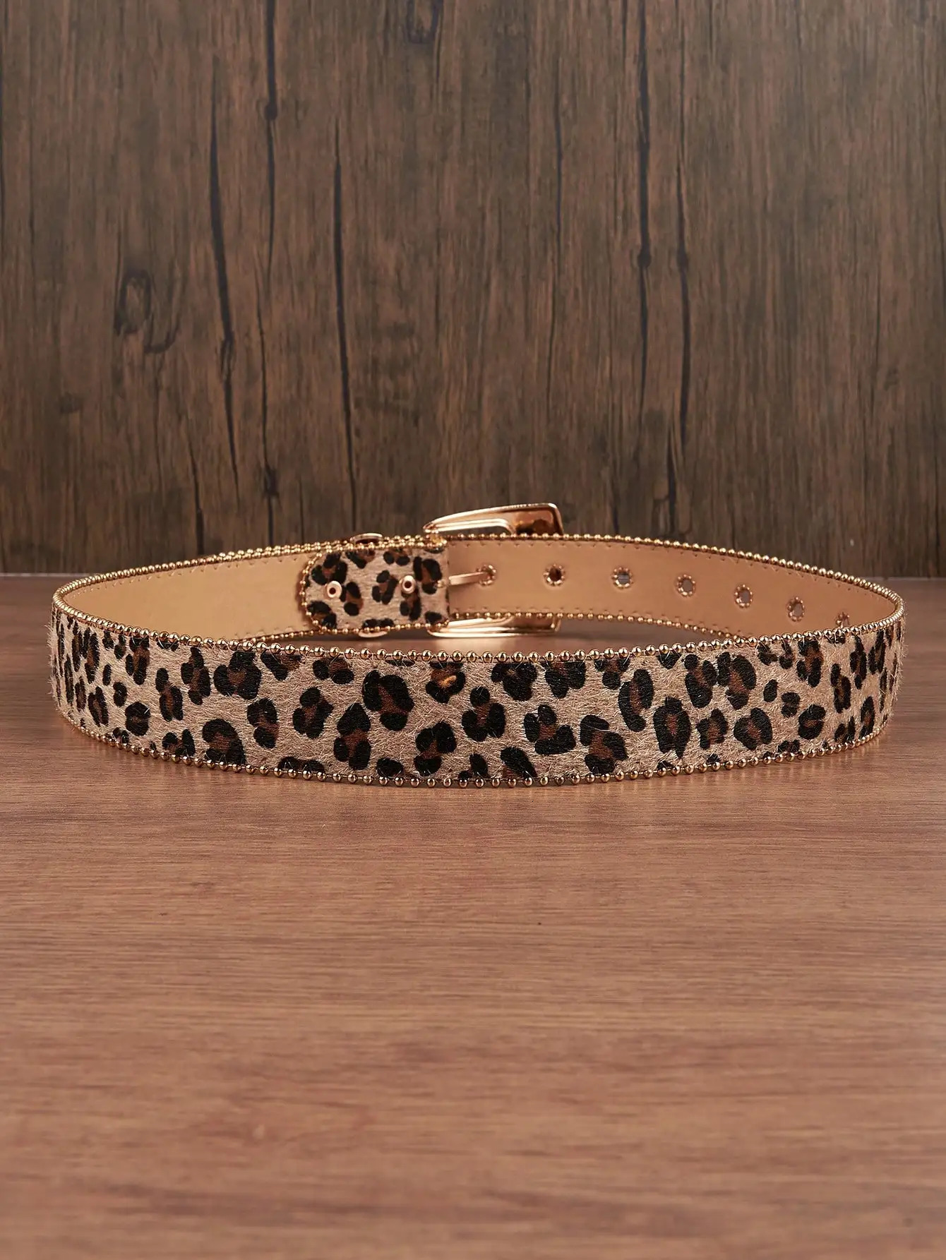 1pc Men Leopard Vintage Engraved Metal Buckle Pearl Edged Jeans Belt Versatile For Casual Wear Halloween 250617