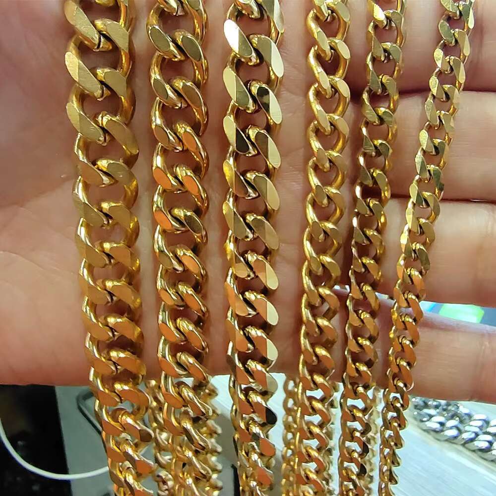 Hip Hop 14k 18k Gold Plated Cuban Curb Link Mens Miami Stainless Steel Jewelry Chain Necklace Cuban Link Chain
