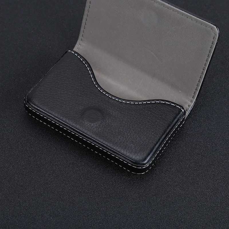 1pc PU Leather Business Card Holder With Magnetic Slim Pocket Name Card Holder Large Capacity Portable Case Z250621