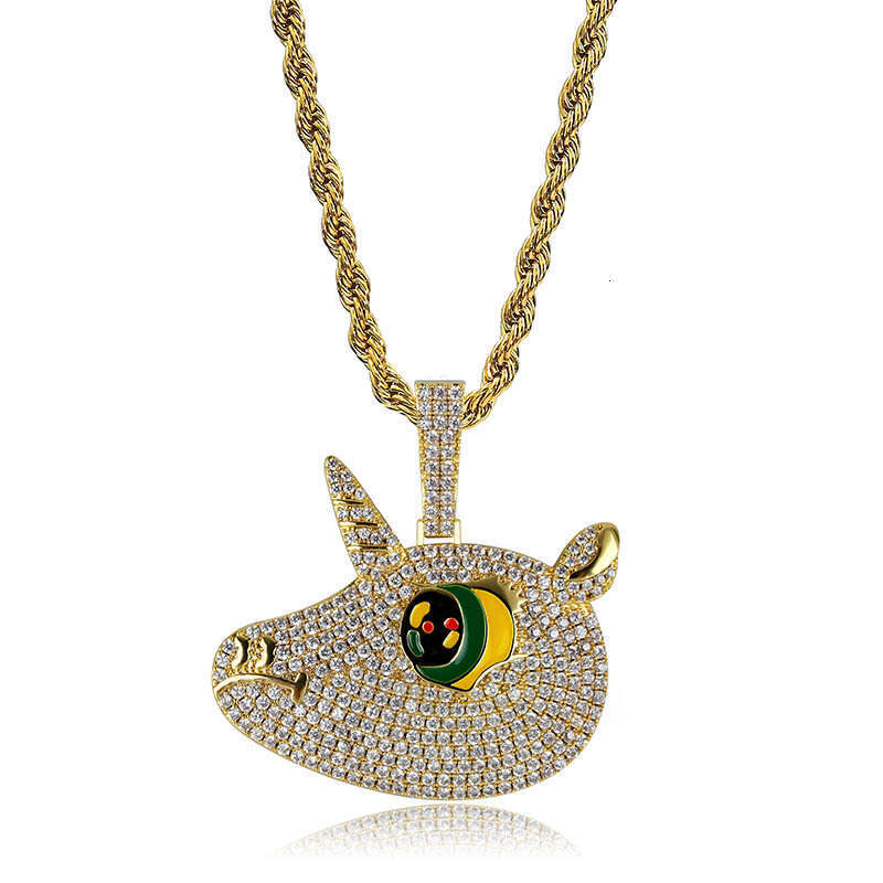 Hip Hop Cute Colorful Big Eyes Unicorn Pendant Micro Paved Zircon Unisex Trendy Accessory
