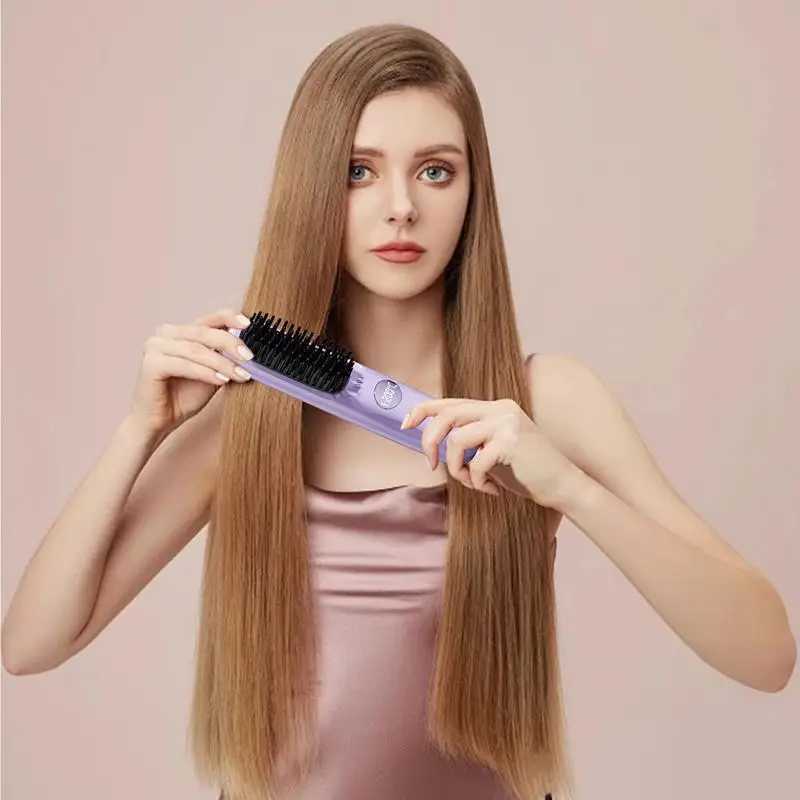 Hair Straightener Brush USB Charging Smoothing Hair Brush Portable Hair Straightener Hair Straightener Straightening Brush forXJ250621