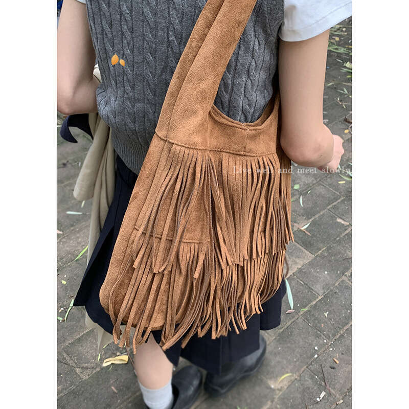 designer bag Milad Style Autumn Tassel for Women 2024 New Suede Tote Large Capacity Underarm Bag