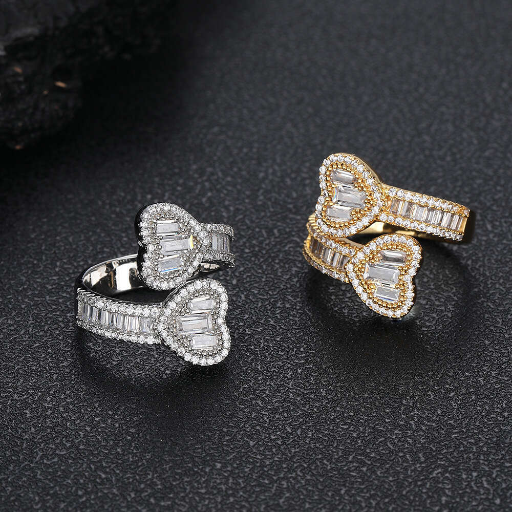 Square and Round Mixed Zircon Hip-Hop Heart Personality Internet Celebrity Trend Brand Unisex Ring e3b2