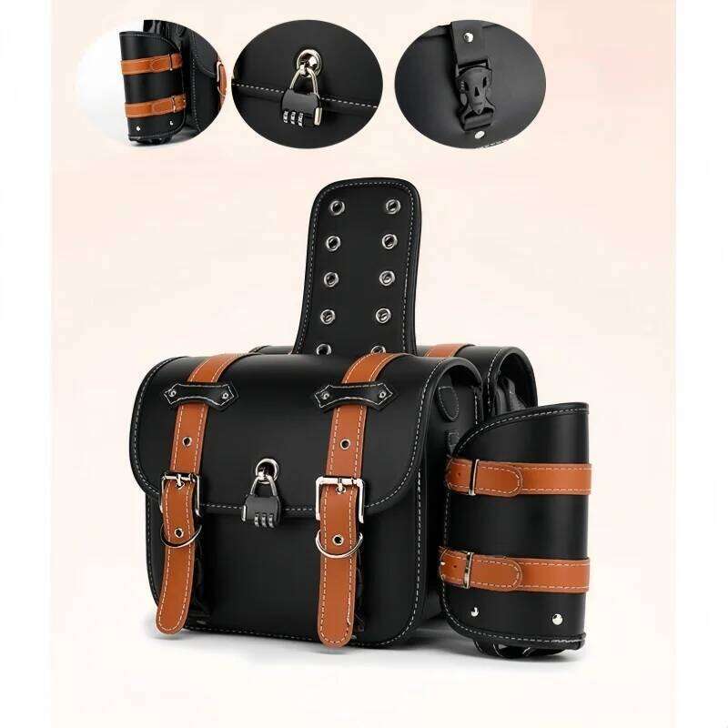 Designer bags Retro Universal Motorcycle Saddlebag Throwover Saddlebags for Harley XL883 Honda Yamaha Suzuki PU Leather with Cup Side Gear Bag