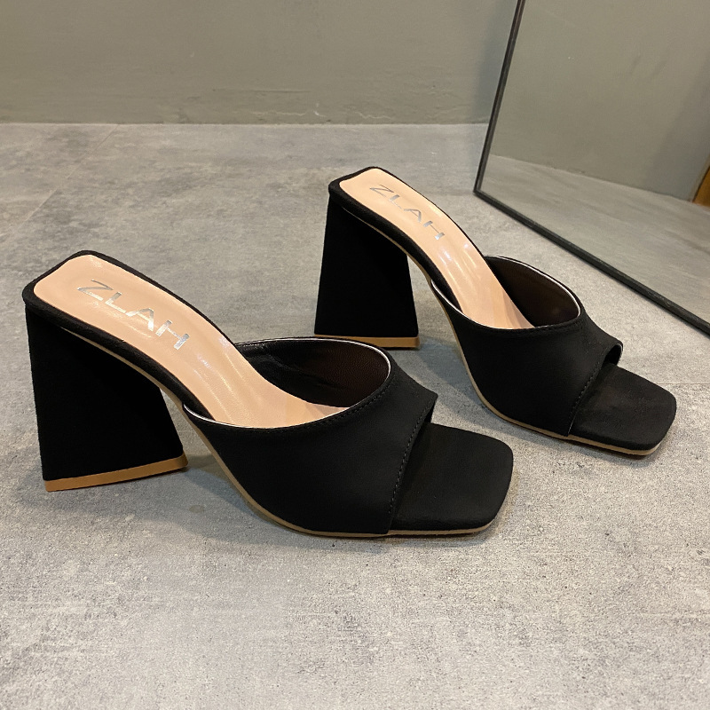 Luxury Brand Designer Shoes Sandals Square Toe High Heel Slippers For Women, Outdoor Wear, 2022 New Style, European And American Export, Plus Size Wom