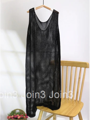 Korean Summer Woman Dress Fashion Hollow Out Knitted Robe Vestido Femme Casual Loose Sexy Maxi Dresses 2025 Vestidos De Mujer