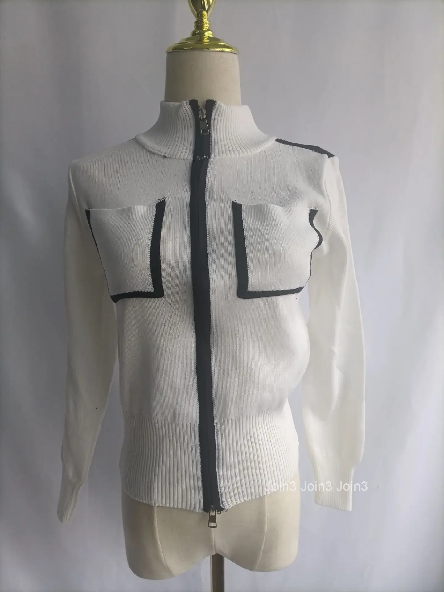 Temperament Cardigan for Women Sueter Mujer Pockets Zipper Thicked Pull Femme Stand Neck Casual Fashion Cropped Sweater Coat