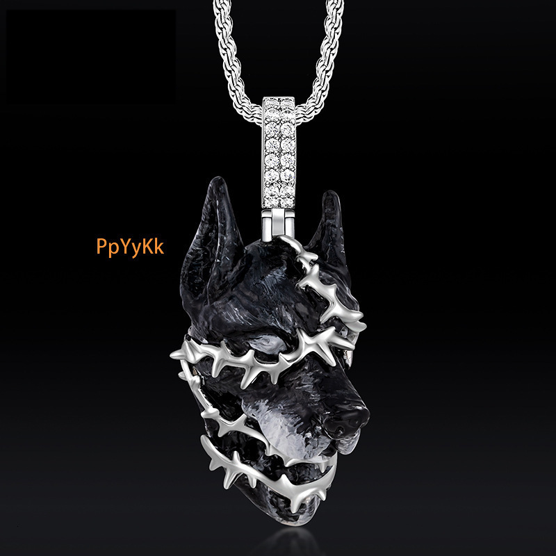 ENAMEL DOBERMAN PINSCHER PENDANT Collier, Huile Glue Bijoux Accessoire pour Punk Men Men Moisanite Colliers