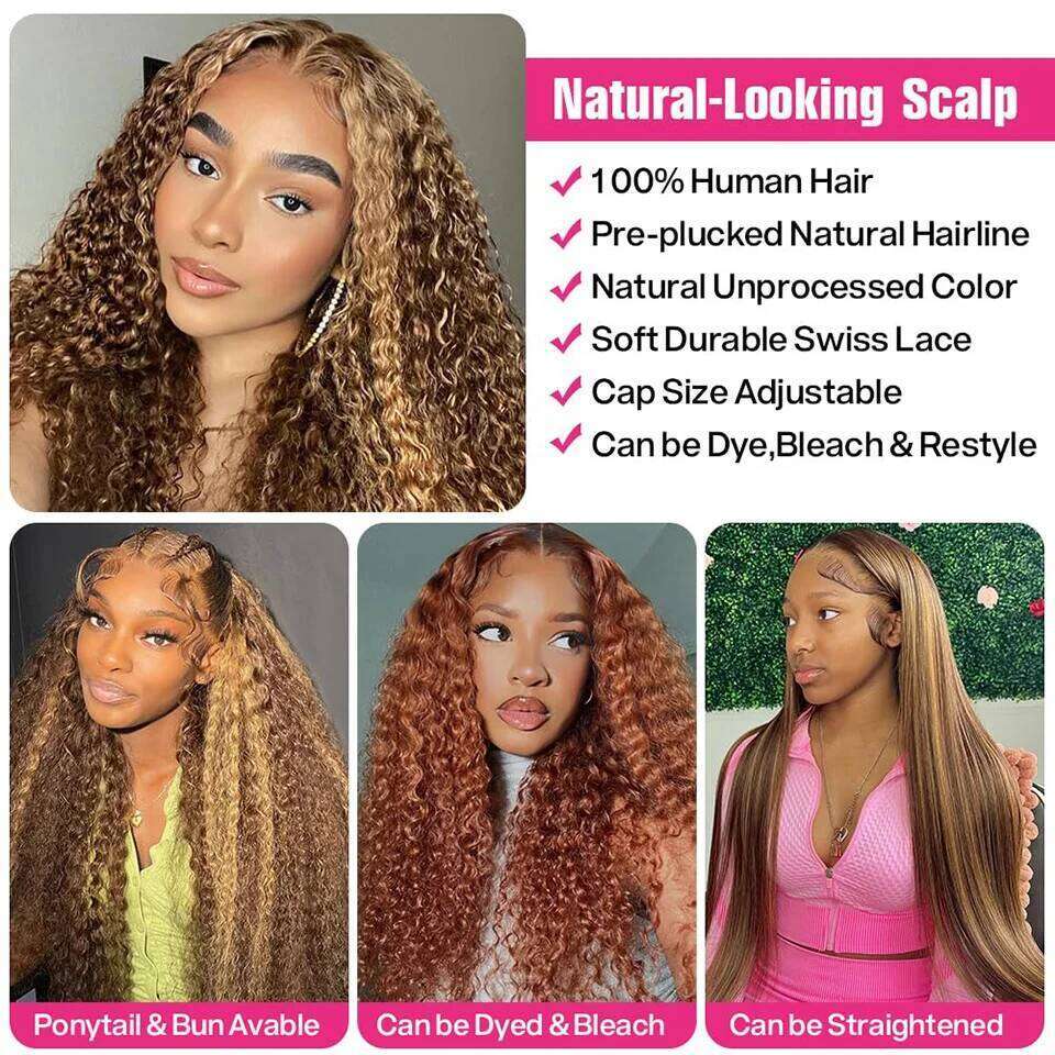 13x4 13x6 HD Lace Front Wig Human Hair Brazilian Water Wave 4/27 Colored Glueless Pre Plucked Curly Wigs For Black Women