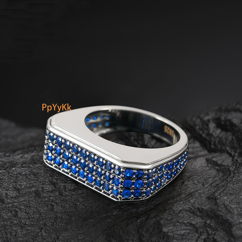Luxury Men's Hip Hop Moissanite Ring Micro Pave Diamond Zircon Personalized Bold Exaggerated Finger Ring