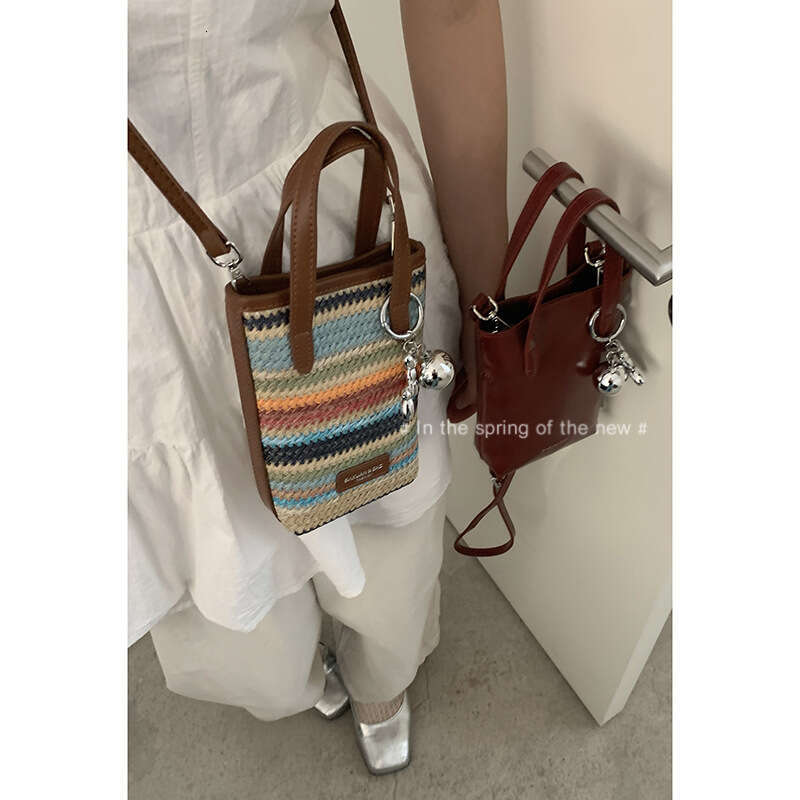 Summer Fashion Handbag 2024 New designer bag Mini Straw Woven Phone Versatile Shoulder Crossbody Small Square Bag