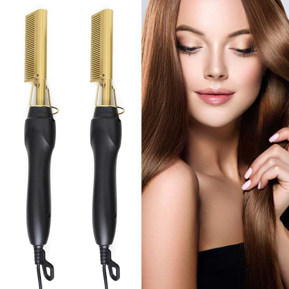 Electric Hot Comb Hair Straightener High Temperature Adjustable Temperature Iron Comb Straighten Or Curl Hair Ceramic Press CombXJ250621