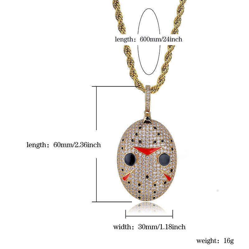 Hip Hop Saw Mask Micro Paved Zircon Exaggerated Pendant Unisex Trendy Necklace