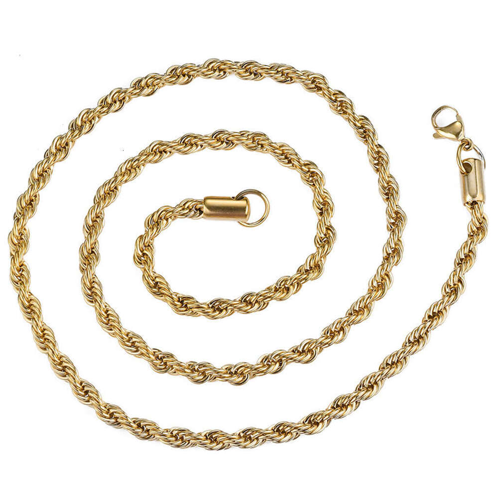 Hip Hop Plain Titanium Accessories Necklace Twist 3mm 5mm Multiple Sizes Stainless Steel Chain 701c