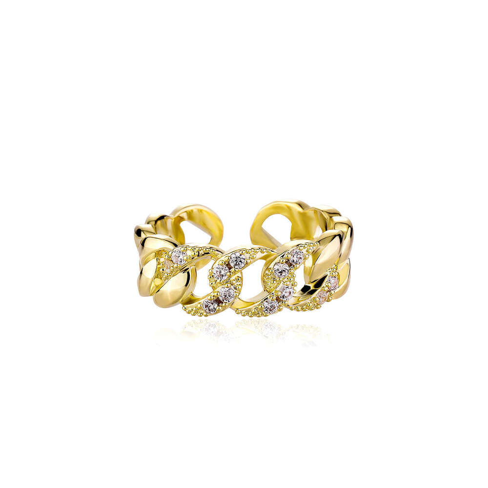 Hip Hop INS Style Cuban Full Diamond Open Index Finger Unisex Simple Fashion Ring