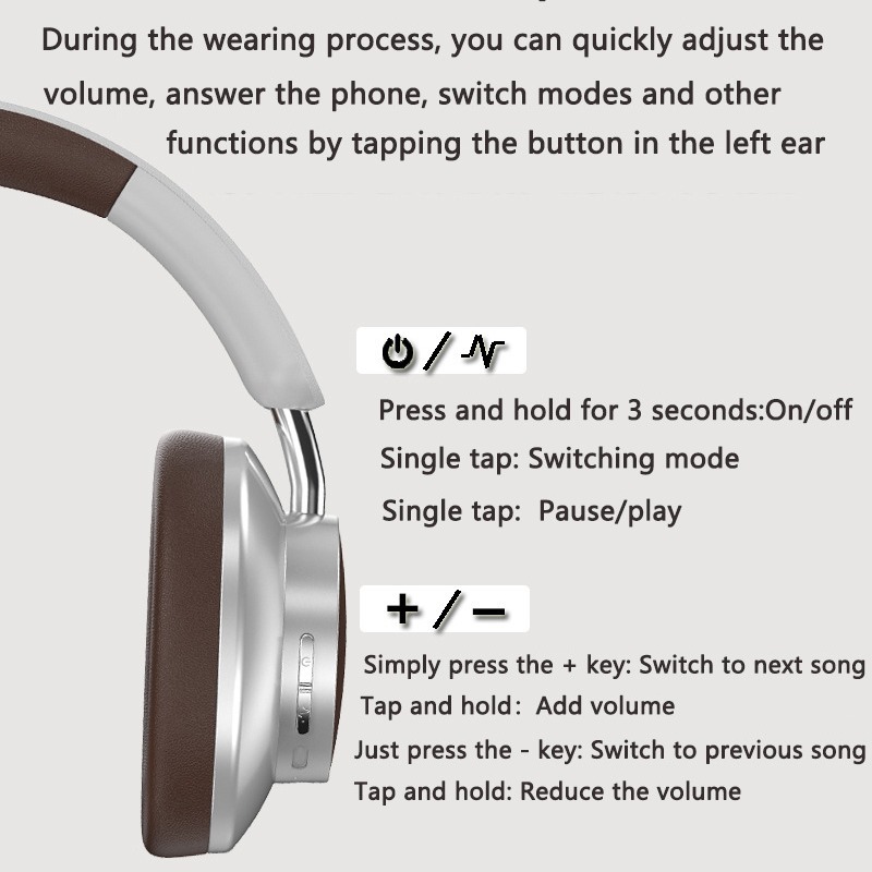Wireless retro color scheme headset bluetooth headset leather painted surface sports headset