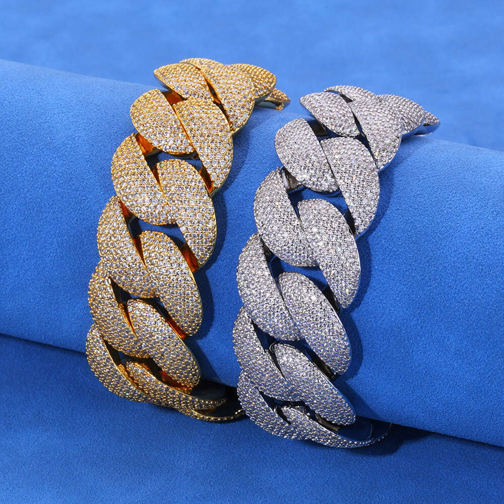 24mm Bubble Cuban Chain Zircon Necklace Trendy Brand Personality Men's Jewelry Hip Hop Bracelet 22be