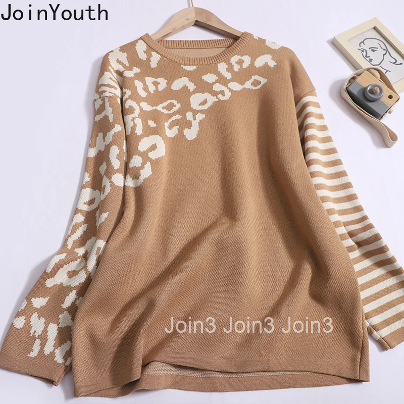Pants Outfits Knitted Two Piece Sets Long Sleeve Oversized Pullovers High Waist Wide Leg Pants Suit Casual Fashion Leopard Set