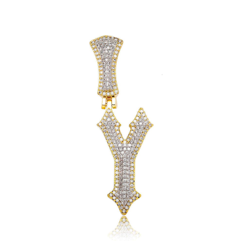 Jin Ao New Hip-Hop Jewelry DIY English Letter Pendant Sharp Double Layer Full Dia Men's Trendy Necklace
