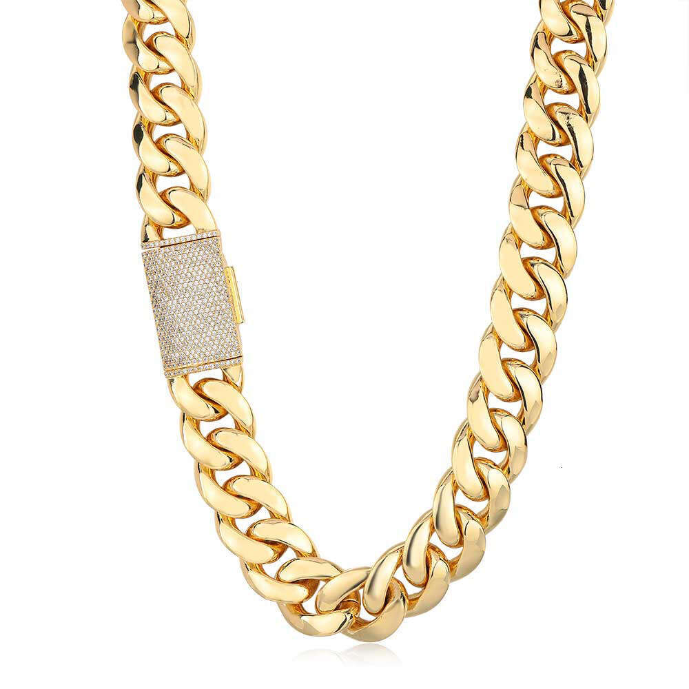 Hip Hop Jewelry Zircon Flip Buckle Smooth Cuban Necklace Accessories Gold Men's Bracelet 2606