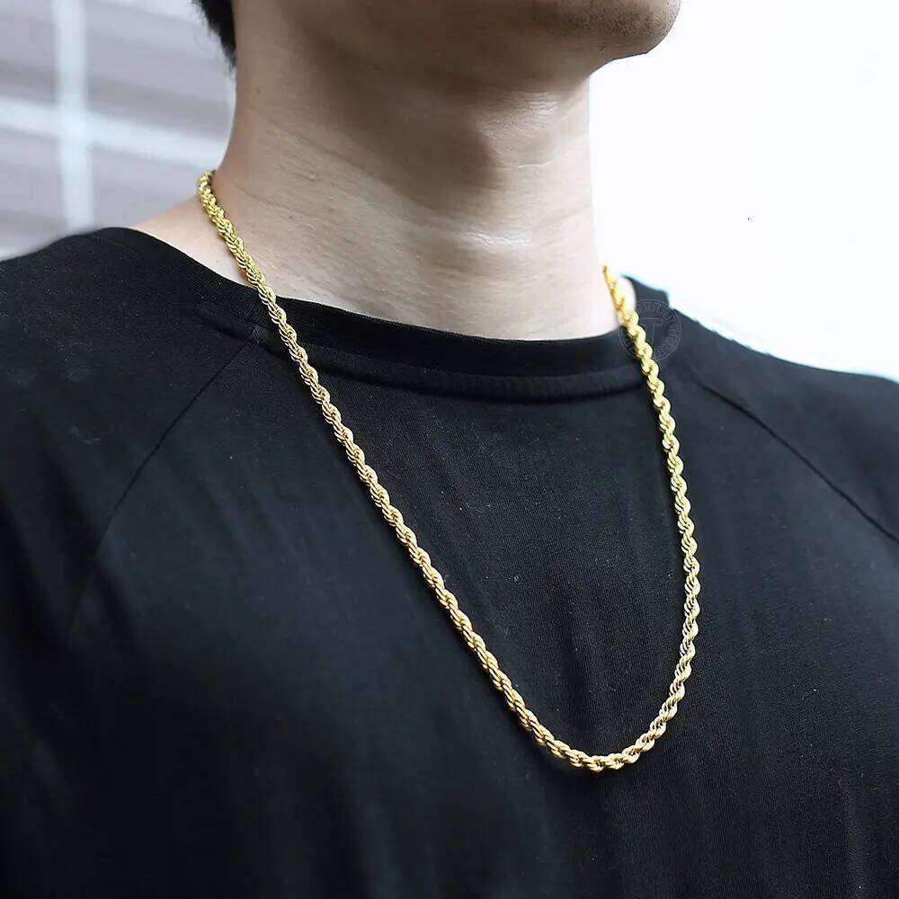 Stainless Steel Twisted Rope Link Chain 3/5/7mm Gold Sier Color Necklace for Men Women Jewelry Accessories Good quality