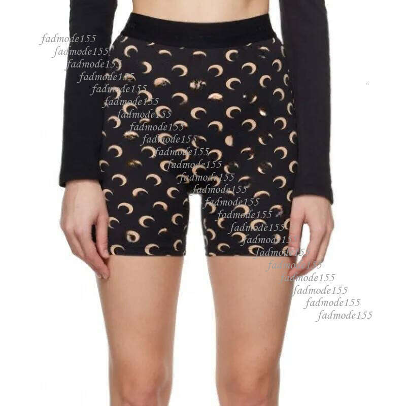 Designer Elastic Slimming T-shirt Ice Silk Sunscreen Moon Top Crescent Small Marine Women's Black Sports Shorts Set Wholesale 2025 b6 45