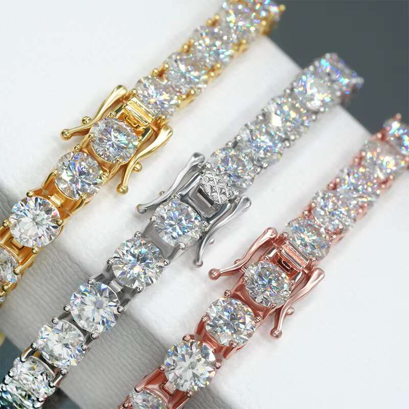 Luxury Moissanite Tennis Necklace Hip Hop Fine Jewelry Iced Out 6.5MM VVS Diamond S925 Sterling Silver Moissanite Chain