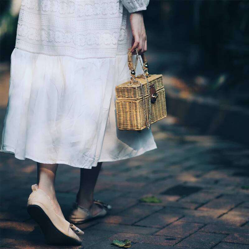 Luxury Bag New Rattan Black Straw Shoulder Women Hand Woven Messenger Bag Summer Beach Square Box Straw Handbag For Lady Bolsa Feminina Designer