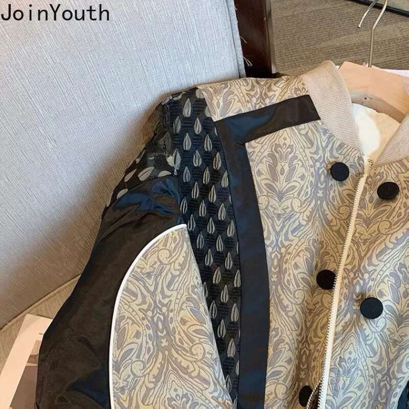 2025 Ropa Mujer Streetwear Contrast Color Jackets Womens Clothing Patchwork Vintage Coats Y2k Tops Casual Fashion Loose Outwear