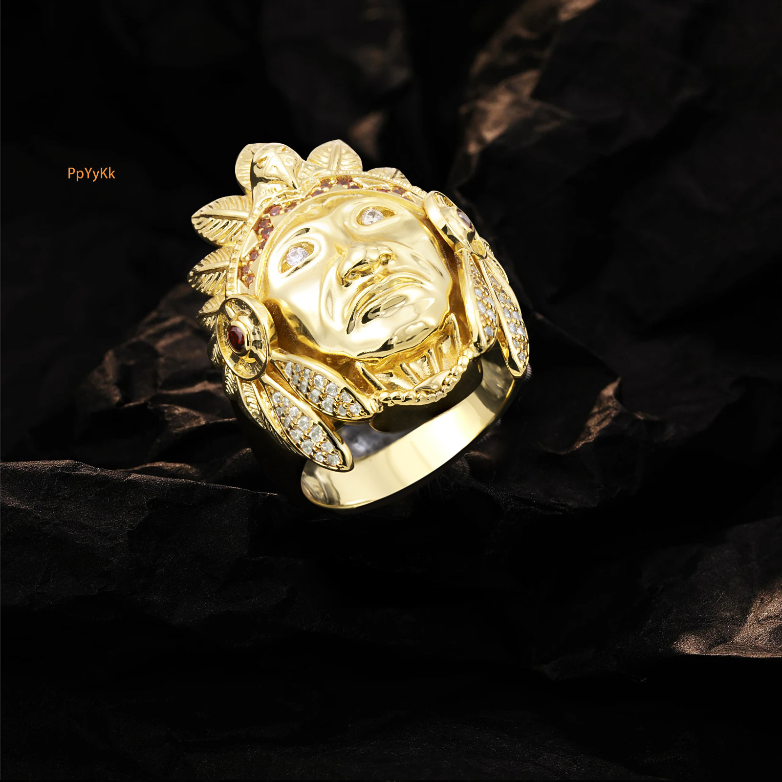 Luxury Jewelry American Hip Hop Moissanite Ring Unique High-End Micro Pave Diamond Punk Exaggerated Bold Finger Accessory