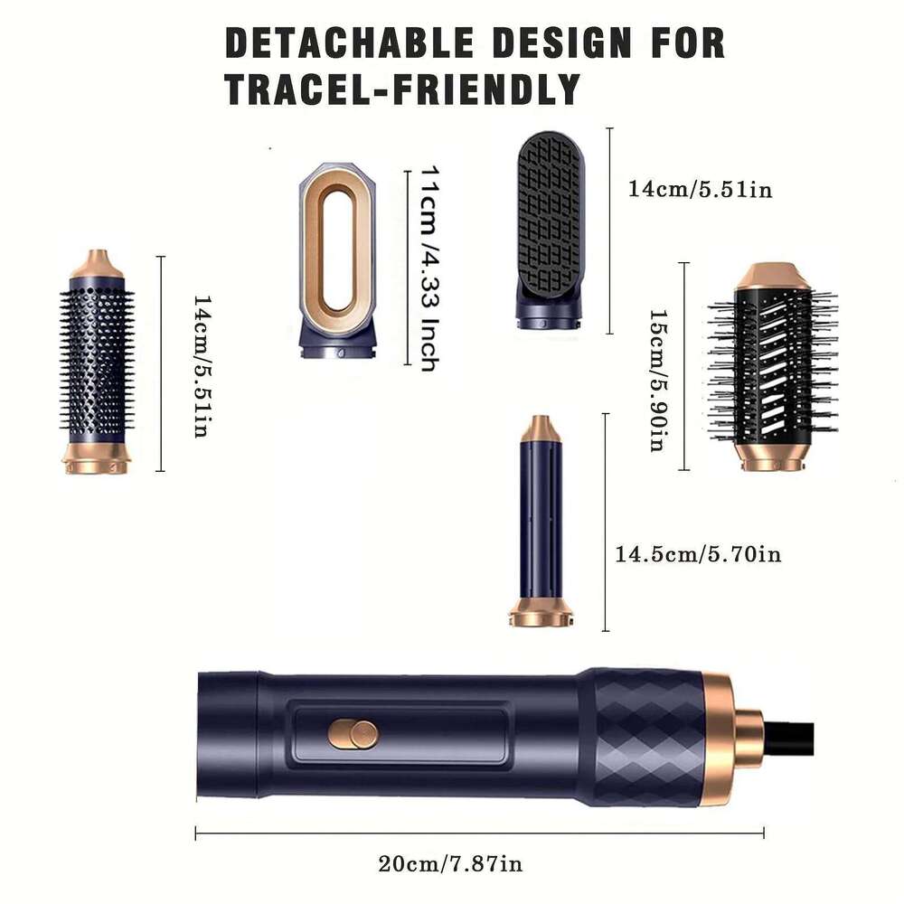 6 In 1 Electric Blow Dryer Comb Hairdryer Negative Ionic Blower Brush Air Styling Hair Curler Curling Wand
