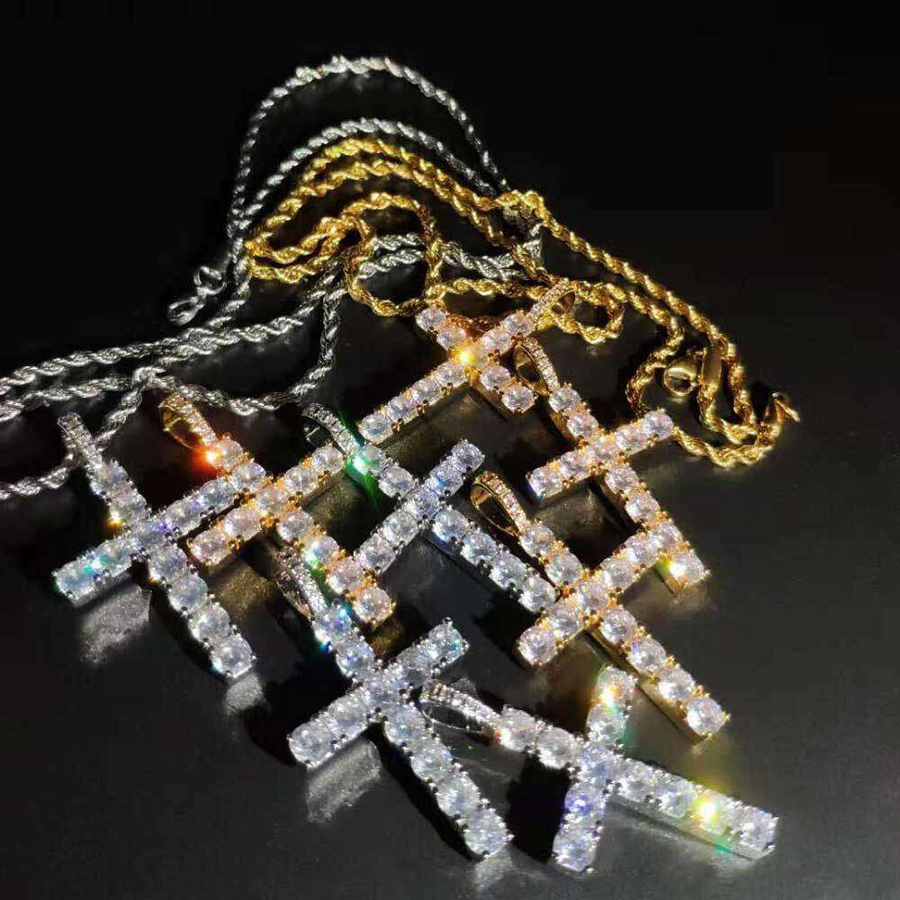 Hip Hop Large Cross Necklace Men's Jewelry Zircon Personality Pendant cf04